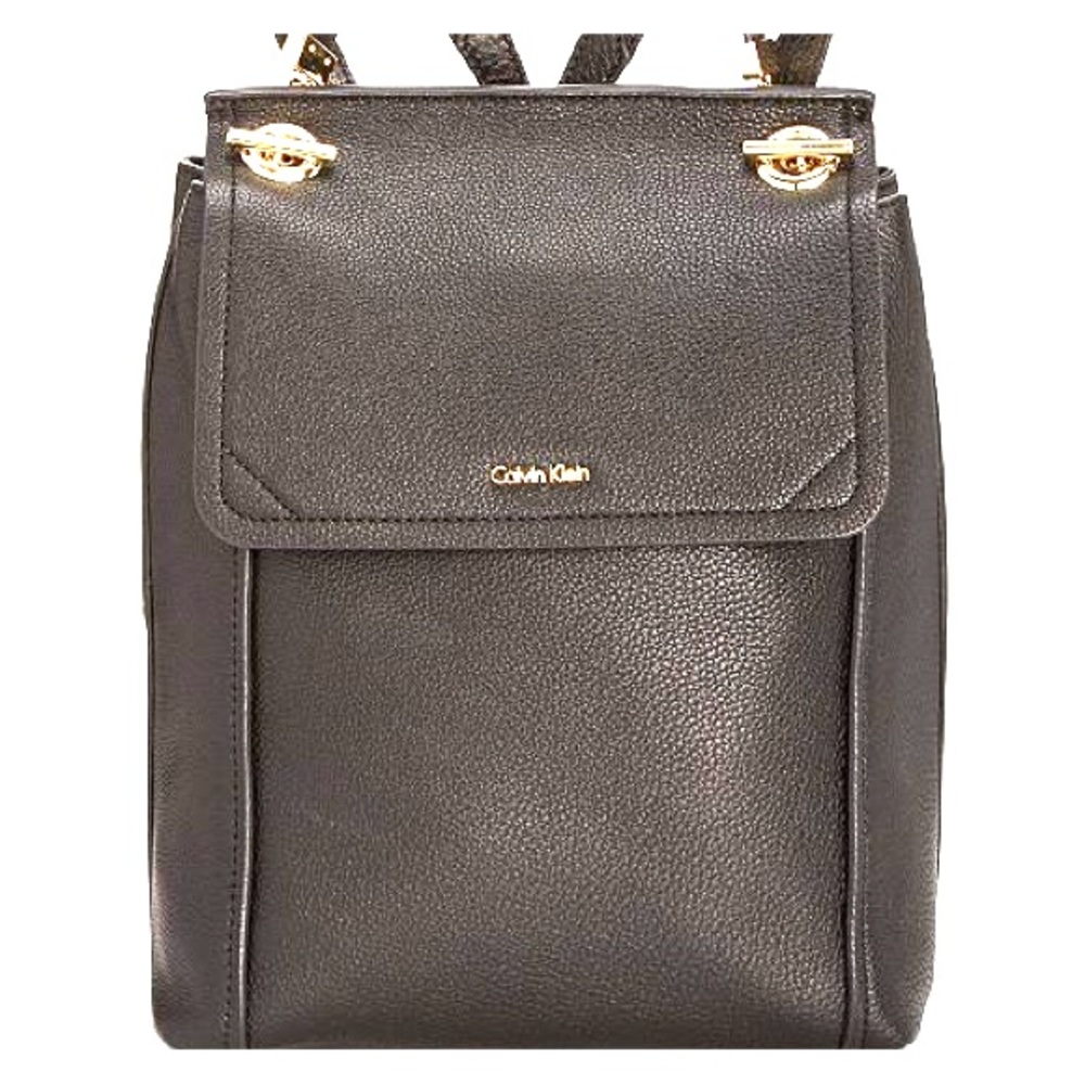 Calvin Klein Black Pebble Leather Abbey Backpack